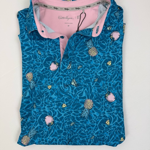 Walter Hagen Performance Golf Polo Ocean Pineapple Cocounut Print Size M Men’s‎ - Picture 1 of 8